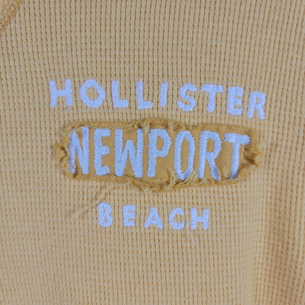 Hollister "Newport Beach" Men's Yellow 100% Cotton Thermal Shirt - Size M EUC - Picture 6 of 7
